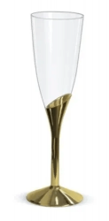 Taça para Champagne Descartável Base Dourada 135ml  c/6 unid.